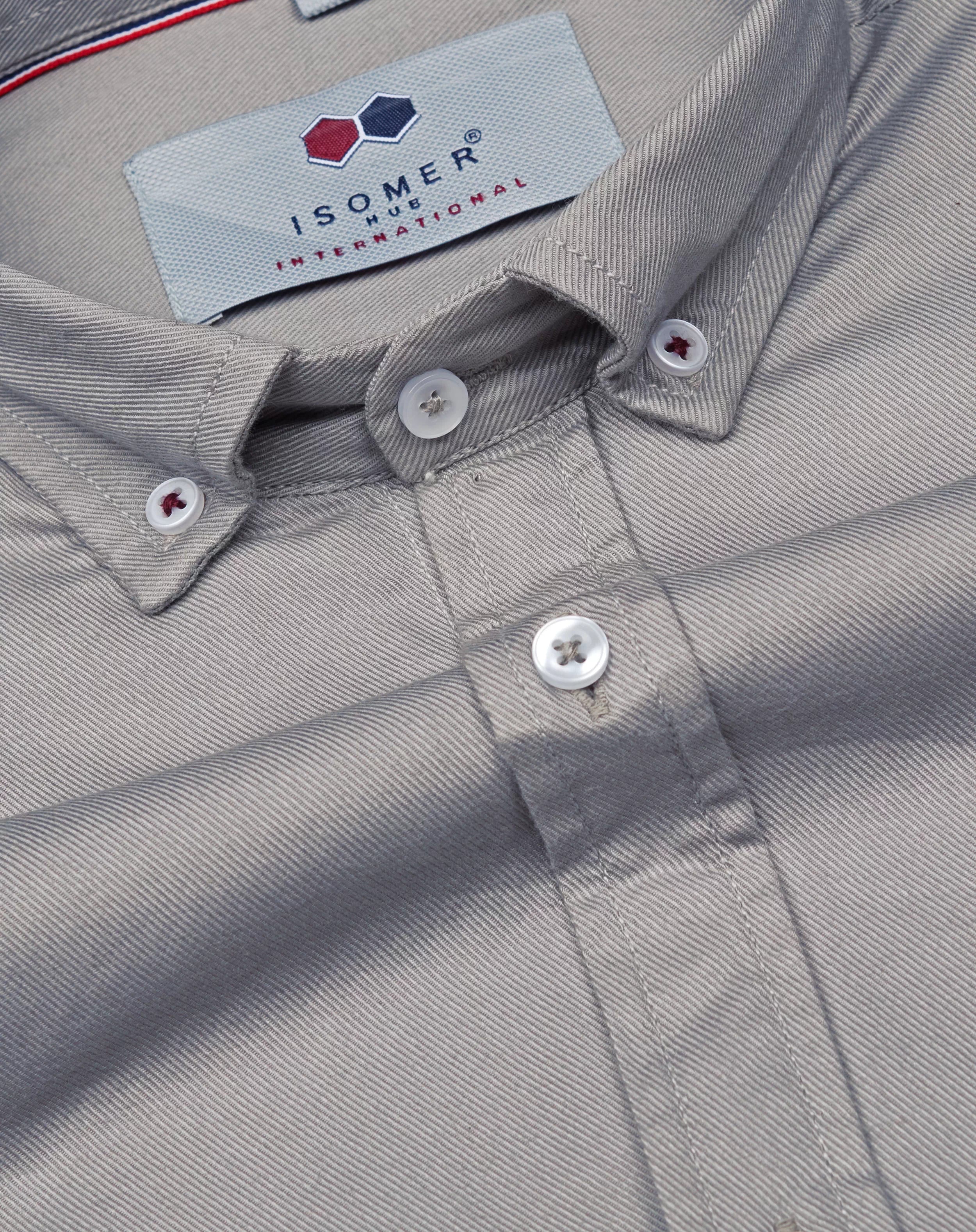 silver grey stuff twill button-down collar men shirt