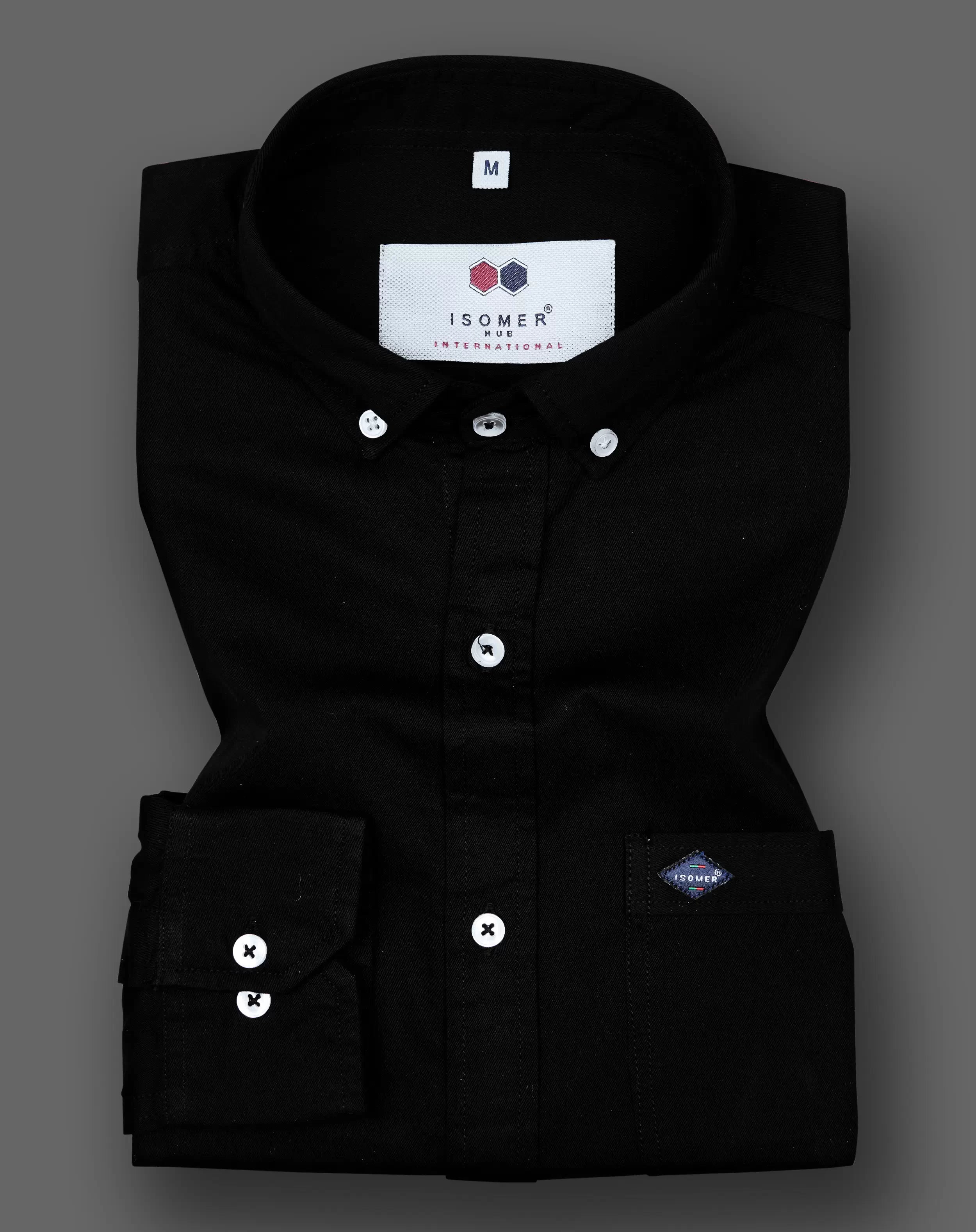 jet black twill cotton stuff premium cotton button down men shirt