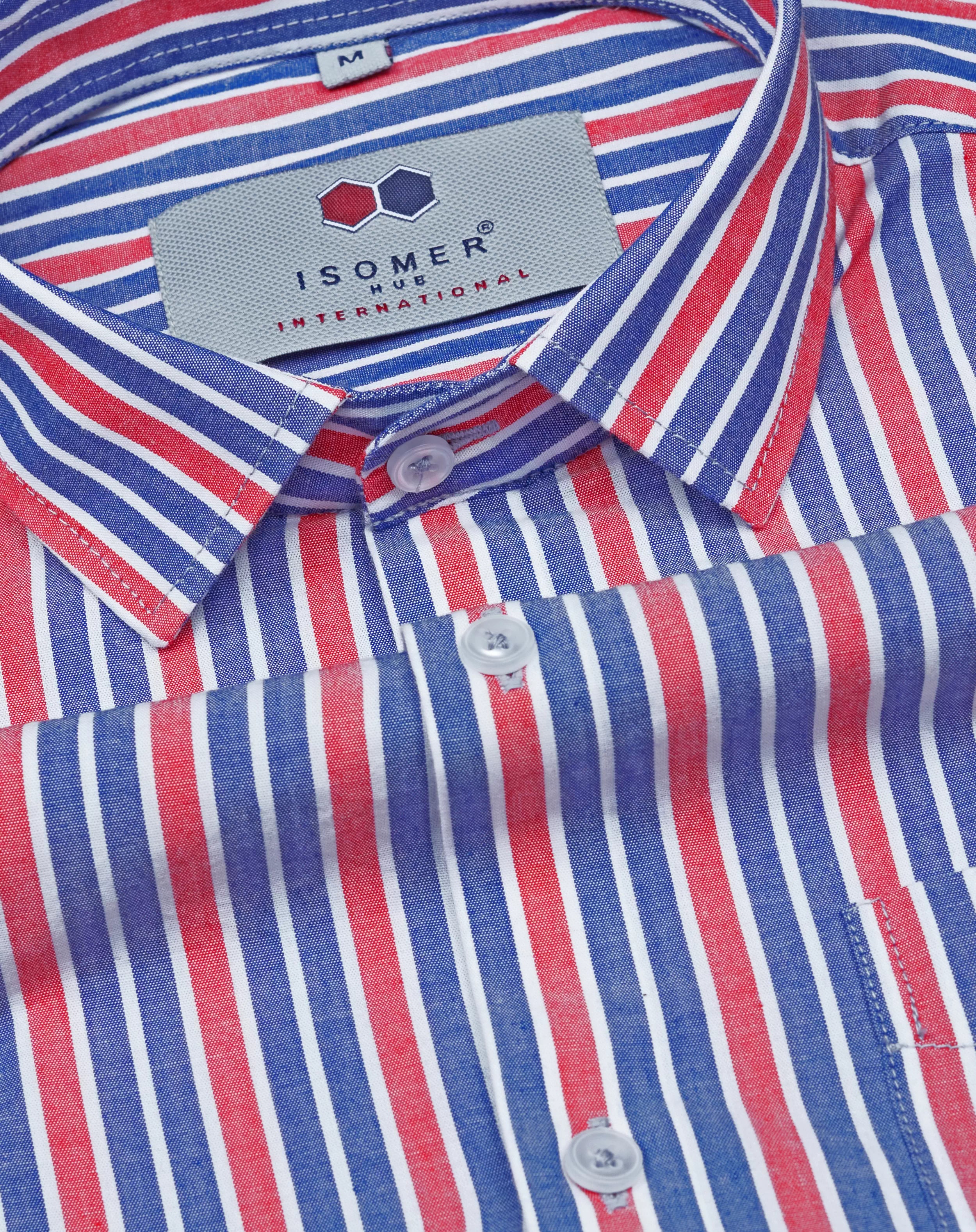 smart red blue candy cane stripe spread collar shirt