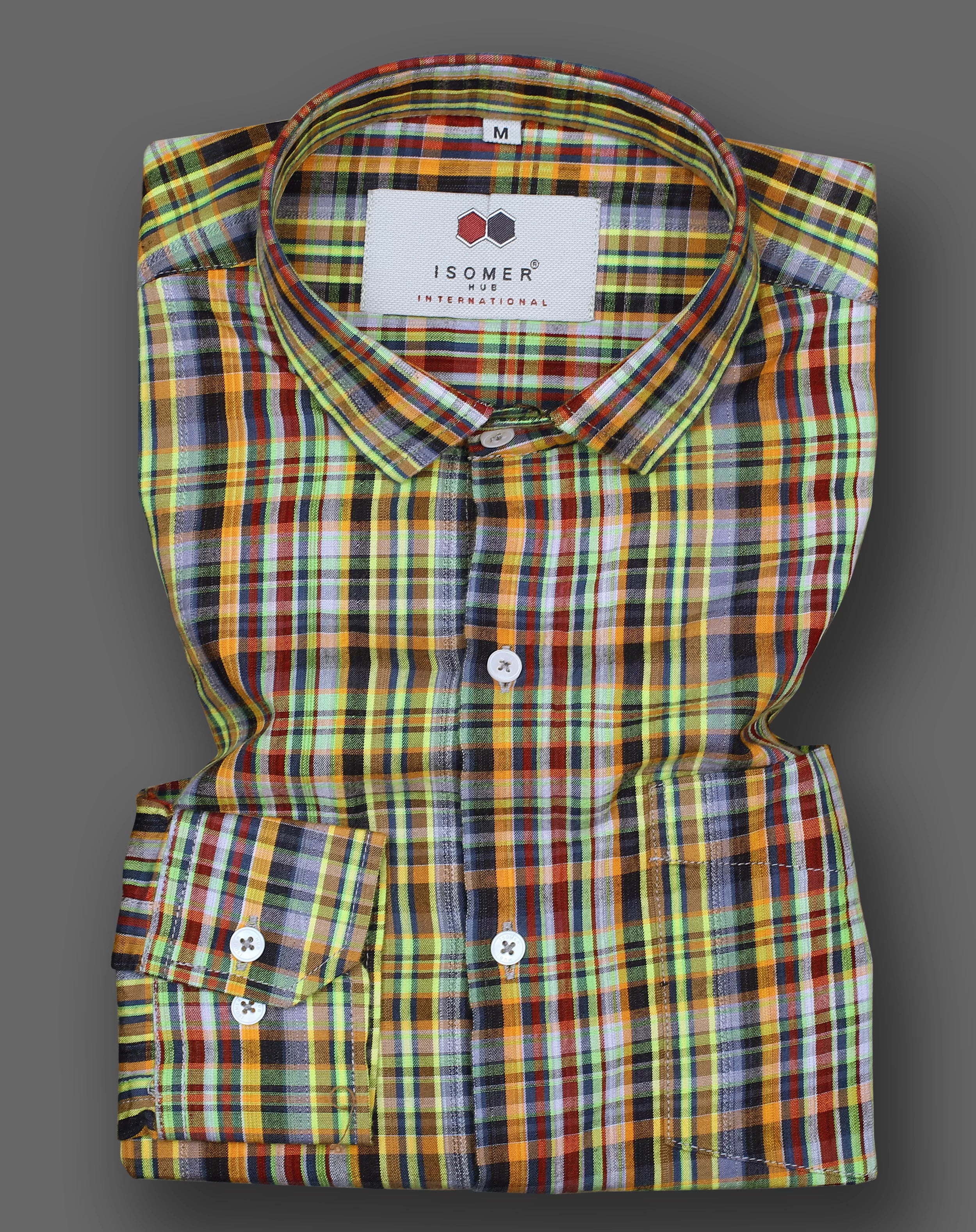 multicolor smart madras checked button down shirt