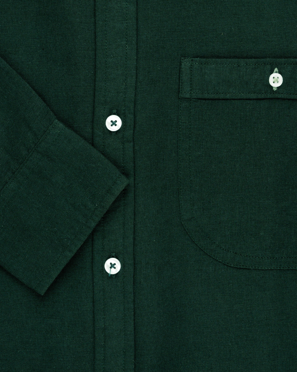 Dark Green Twill Cotton Stuff Premium Cotton Button Down Men Shirt